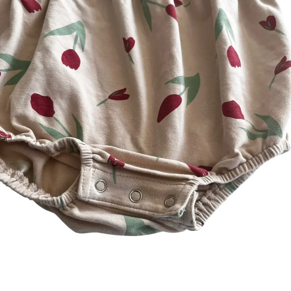 Lulus girls tan tulip print summer bubble romper size 24 months